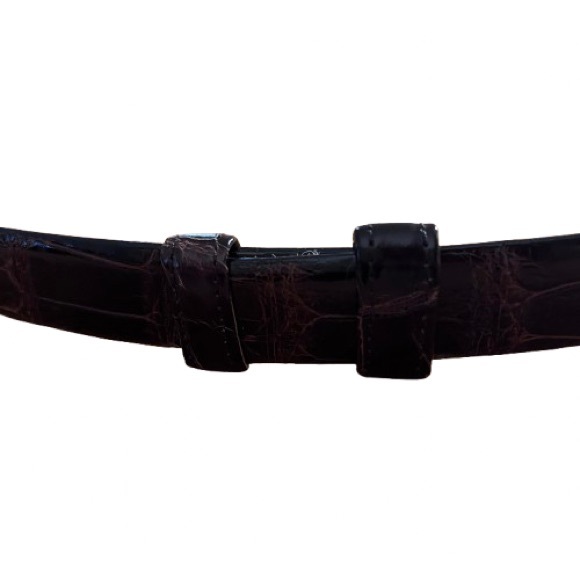 Brown Genuine Alligator Belt Adjustable Size Excellent Pre-owned Condition - Picture 8 of 9